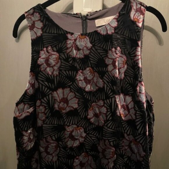 Retro Velvet Floral Art Deco Sleeveless Swing Mini Dress - NWOT - Picture 7 of 16